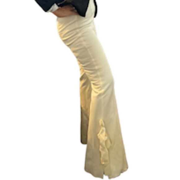 Common Sense Cream Flare High Rise pullover Style Leg Tie Details Pants.Size L - Picture 6 of 16